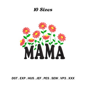Mama Flower Red Embroidery Design, Mama Personalized Gift, Mother’s Day Embroidery, Floral Design, Machine Embroidery, Digital Download