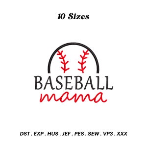 Baseball Mama Embroidery Design: Sport Mom Gift (Instant Download)