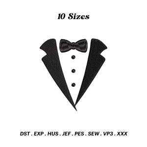 Tuxedo Embroidery Design, Wedding Tuxedo Designs, Suit And Bow Tie Stitching, Machine Embroidery Files, PES File, Digital Download