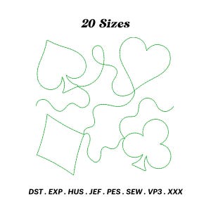 Quilt borduurontwerp pokerkaart, quiltblok pokerkaart, speelkaartmachine, kaartenmotief ontwerp, digitale download