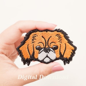 Pekingese  Embroidery Design, Dog Embroidery Design, Pet Embroidery Patch, Digital Embroidery, Digital Download