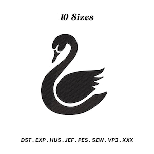 Swan Embroidery Design, Swan Silhouette, Animal PES File, Farm Embroidery, Wedding Design Pattern, Machine Embroidery, Digital Download
