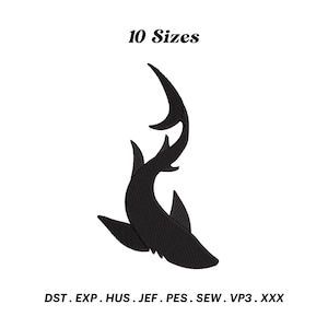 Shark Embroidery Design, Shark Silhouette Pattern, Sea Animals Digitizing Artwork, Machine Embroidery Designs, Digital Download