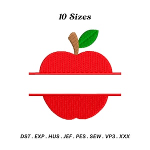 Mini Apple Embroidery Design, Fruit Embroidery Design, Back to School, Teacher Design,  Machine Embroidery, Split Apple, Digital Download