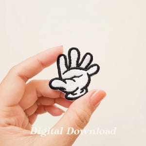 Wave cartoon handen borduurwerk ontwerpen, cartoon patch, schattig borduurwerk, handgebaar borduurwerk, Instant Download