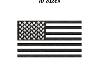 Black and White American Flag Embroidery Design, One Color Star dan Stripes Designs, Flag of America Digitizing Pattern, Digital Download