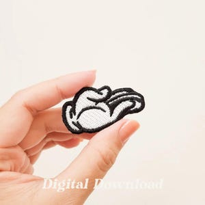 Open Palm Cartoon Hands Embroidery Design, Cartoon Patch, Cute Embroidery, Hand Gesture Embroidery, Instant Download