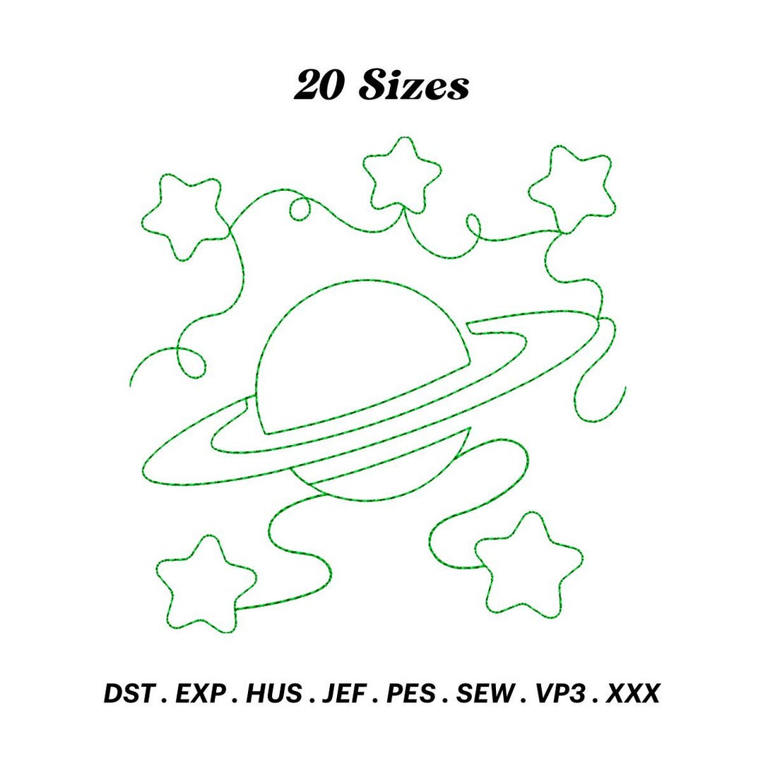 Saturn Planet Quilt Embroidery Design, Galaxy Planet Quilt Block ...