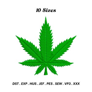 Africa Leaf Embroidery Design, Hemp Leaf Machine Embroidery Design, Green Plant File, Digital Download