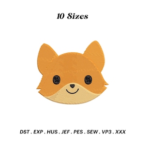 Cute Fox Face Embroidery Design, Woodland Fox Machine Embroidery, Animal Digitizing Pattern, Red Fox Designs, Digital Download