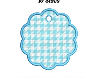 Scalloped Applique Embroidery Design, Circle Applique Frame, Round Scallop, Embroidery Monogram, Bow Applique, Digital Download