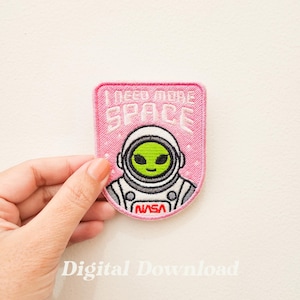 Alien Astronaut Embroidery Design: 'I Need More Space' PES File (Digital Download)