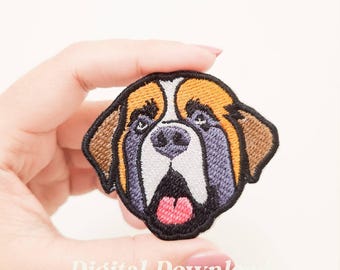 Saint Bernard Embroidery Design: Dog Pet Patch (Digital Download)
