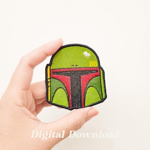 Fett Helmet Embroidery Design, Bounty Hunter Helmet Patch, Mando Patch Design, Father’s Day Gift, Digital Download