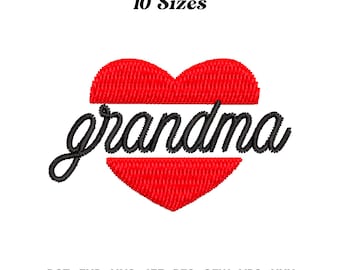 Love Grandma Embroidery Design, Gift For Mother, Split Love Grandma Embroidery, Grandparent Heart, Nana Embroidery, Digital Download