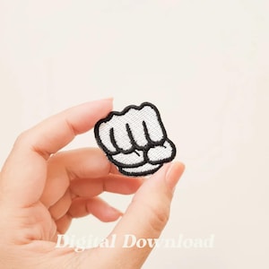 Punch cartoon handen borduurwerk ontwerp, cartoon patch, schattig borduurwerk, handgebaar borduurwerk, Instant Download