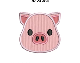 Schwein Gesicht Applikation Stickmuster, Bauernhof Tiere Muster Digital Download