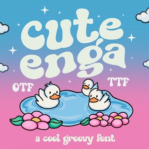 かわいいエンガフォント、グルーヴィーなフォント、クールな書体、レトロビンテージスタイル、OTF、TTF、SVGフォント、Cricut、Glowforge、Procreate用フォント