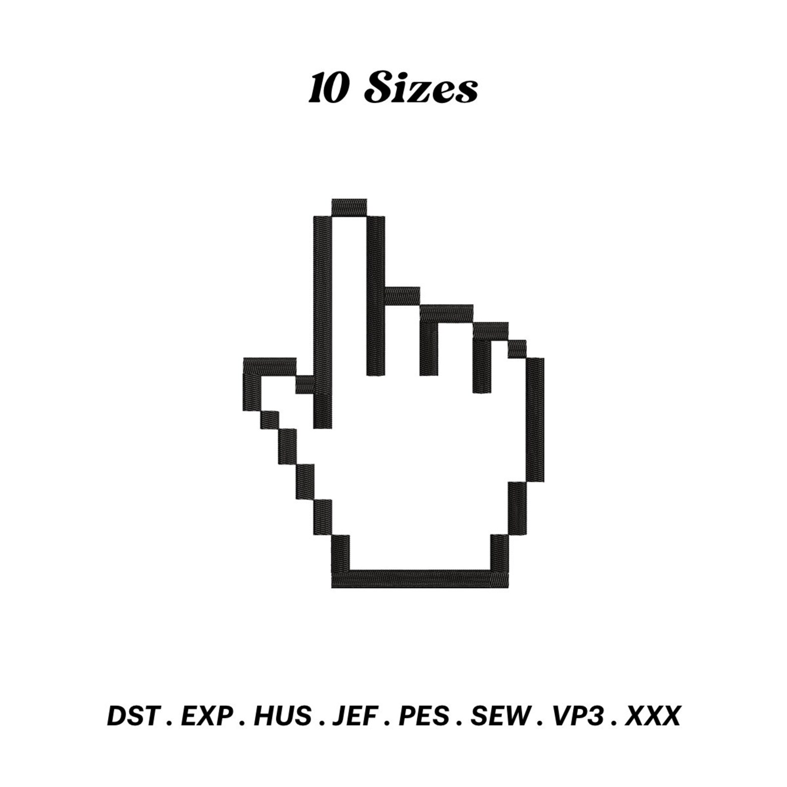 Cpointer Design Pixel Hand Cursor Embroidery Design: Animated Mouse Pointer (digital ...