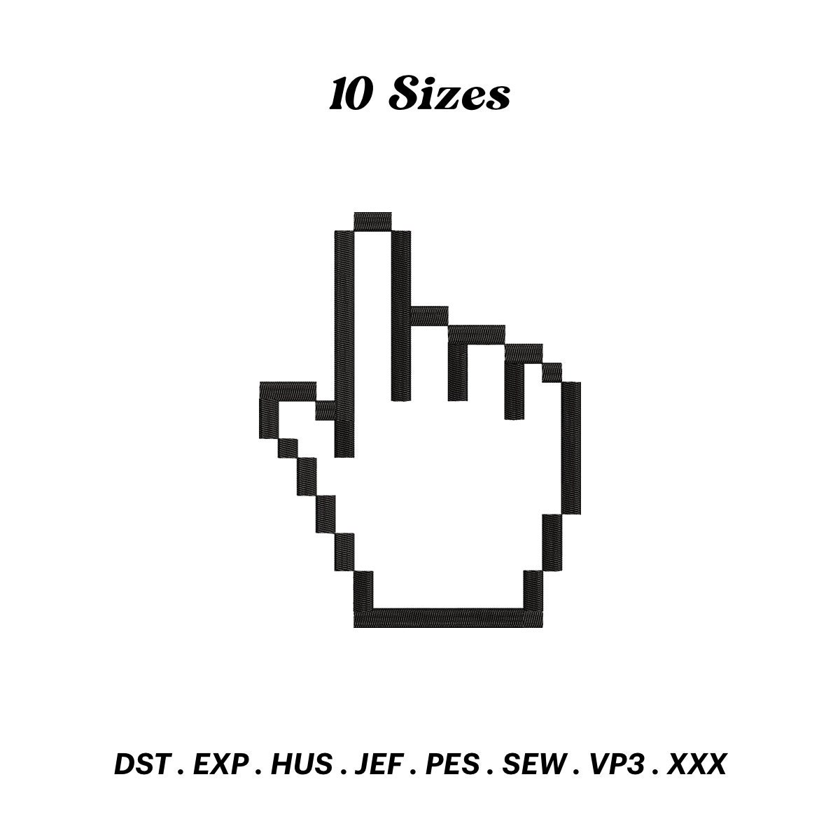 Pixel Hand Cursor Embroidery Design: Animated Mouse Pointer (digital ...