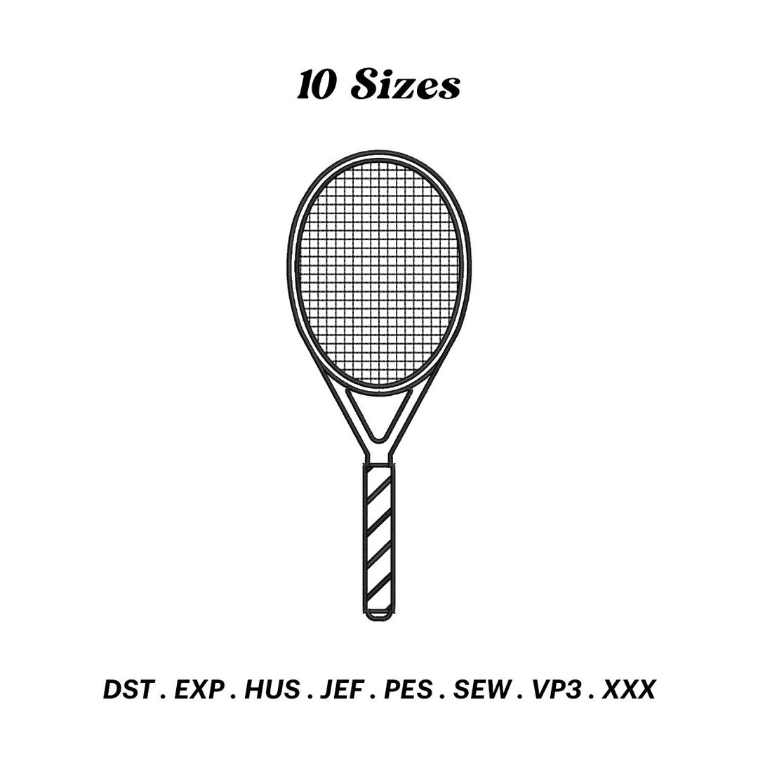 Name Tag Racket Design Tennis Racket Embroidery Design: Sporty Applique (digital Download) - Etsy