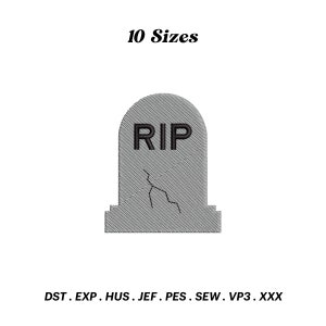 May include: A gray tombstone with a crack in it and the word "RIP" in black letters. The tombstone is on a white background.