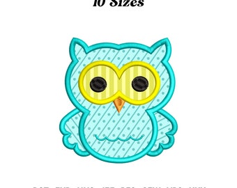 Owl Applique Embroidery Design, Cute Owl Machine Embroidery, Adorable Owl Designs, Nursery Decor for Newborn, PES File, Digital Download