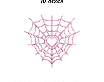 Heart Spider Web Embroidery Design: Halloween Valentine Gift (Digital Download)