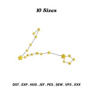 Pisces Constellation Embroidery Design, Zodiac Sign, Machine Embroidery, Astrological Digitizing, Pisces Symbol Pattern, Digital Download