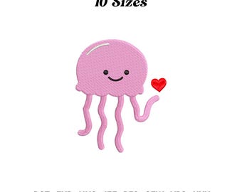 Cute Jellyfish Embroidery Design, Sea Jellies Ocean Stitching Designs, Marine Animal PES File, Sea Animal Pattern, Digital Download