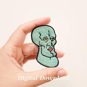 Handsome Squid Embroidery Design, Cartoon Embroidery Patch, Embroidery Character, Digital Embroidery, Digital Download