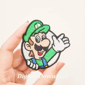 Design de bordado de encanador verde, patch de bordado de desenho animado, bordado de videogame, bordado digital, download digital
