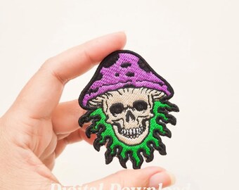 Mushroom Skeleton Embroidery Design: Monster Patch (Digital Download)