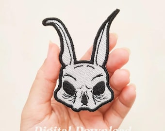 Skull Bunny Embroidery Design: Halloween Skeleton Patch (Digital Download)