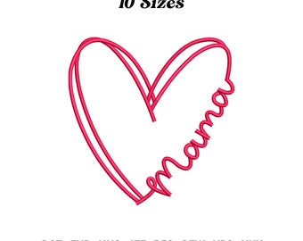 Design ricamo cuore mamma, regalo per la mamma, ricamo festa della mamma, ricamo Love Mama, ricamo cuore mamma, download digitale