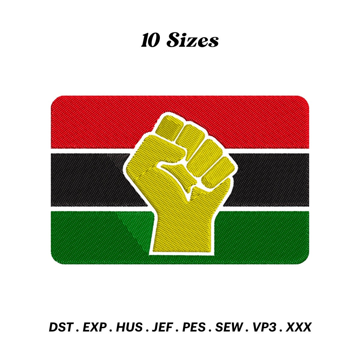 Diseño de bordado del Puño de Juneteenth: Día de la Libertad Afroamericana (Descarga digital)