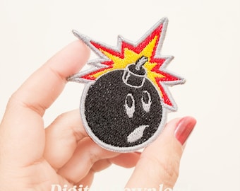 Cartoon Bomb Embroidery Design: Game Patch (Digital Download)