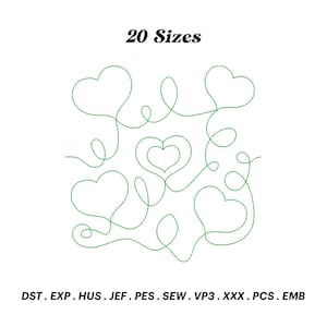 Love Quilt Embroidery Design, Love Sign Quilt Block Embroidery, Heart Hand Quilting Pattern, Valentine Stitch, JPEG File, Digital Download