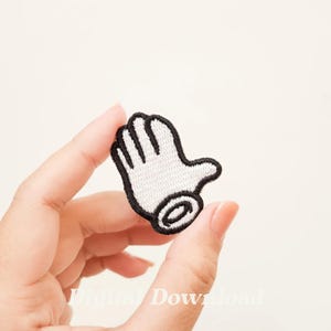Salute cartoon handen borduurwerk ontwerp, cartoon patch, schattig borduurwerk, handgebaar borduurwerk, Instant Download