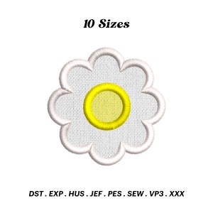 Daisy Applique Embroidery Design: Mini Flower Patch (Instant Download)