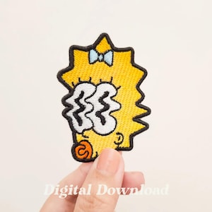 Trippy Girl Cartoon Character Embroidery Design, 90s Cartoon Movie Embroidery, Gift for Her, PES File, Girl Stitching, Digital Download