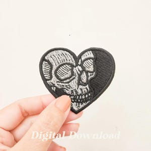 Skull Heart Embroidery Design: Edgy Gothic Patch (Digital Download)