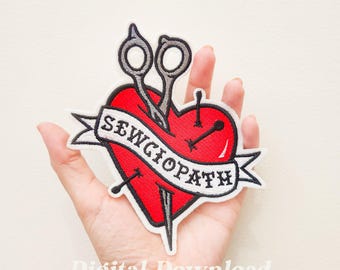 Sewciopath Embroidery Design: Sewing Heart PES File (Digital Download)