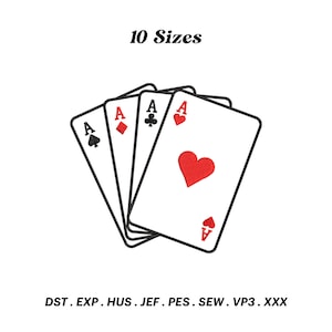 Projekt haftu Four Aces, Digitalizacja Hand of Aces, Plik cyfrowy maszyny do haftu, Haft kart pokerowych, Pobieranie cyfrowe