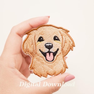 Golden Retriever Embroidery Design, Pet Embroidery Patch, Dog Embroidery, Digital Embroidery, Digital Download