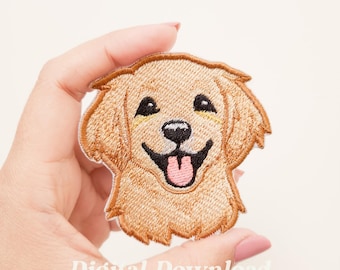 Golden Retriever Embroidery Design, Pet Embroidery Patch, Dog Embroidery, Digital Embroidery, Digital Download