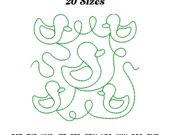Duck Quilt Embroidery Design: Mallard Duckie, 20 Sizes
