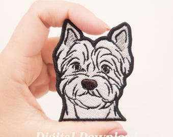West Highland Terrier Stickdatei: Westie Hund Haustier Aufnäher (Digitaler Download)