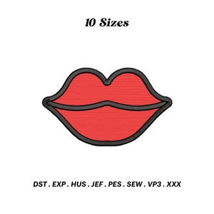 Women Lips Applique Embroidery Design, Lipstick Embroidery Design, Lips Aplique Designs, Kiss Embroidery, Valentine&#39;s Day, Digital Download.
