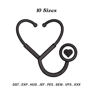 Stethoscope Heartbeat Embroidery Design: Doctor Gift (Instant Download)